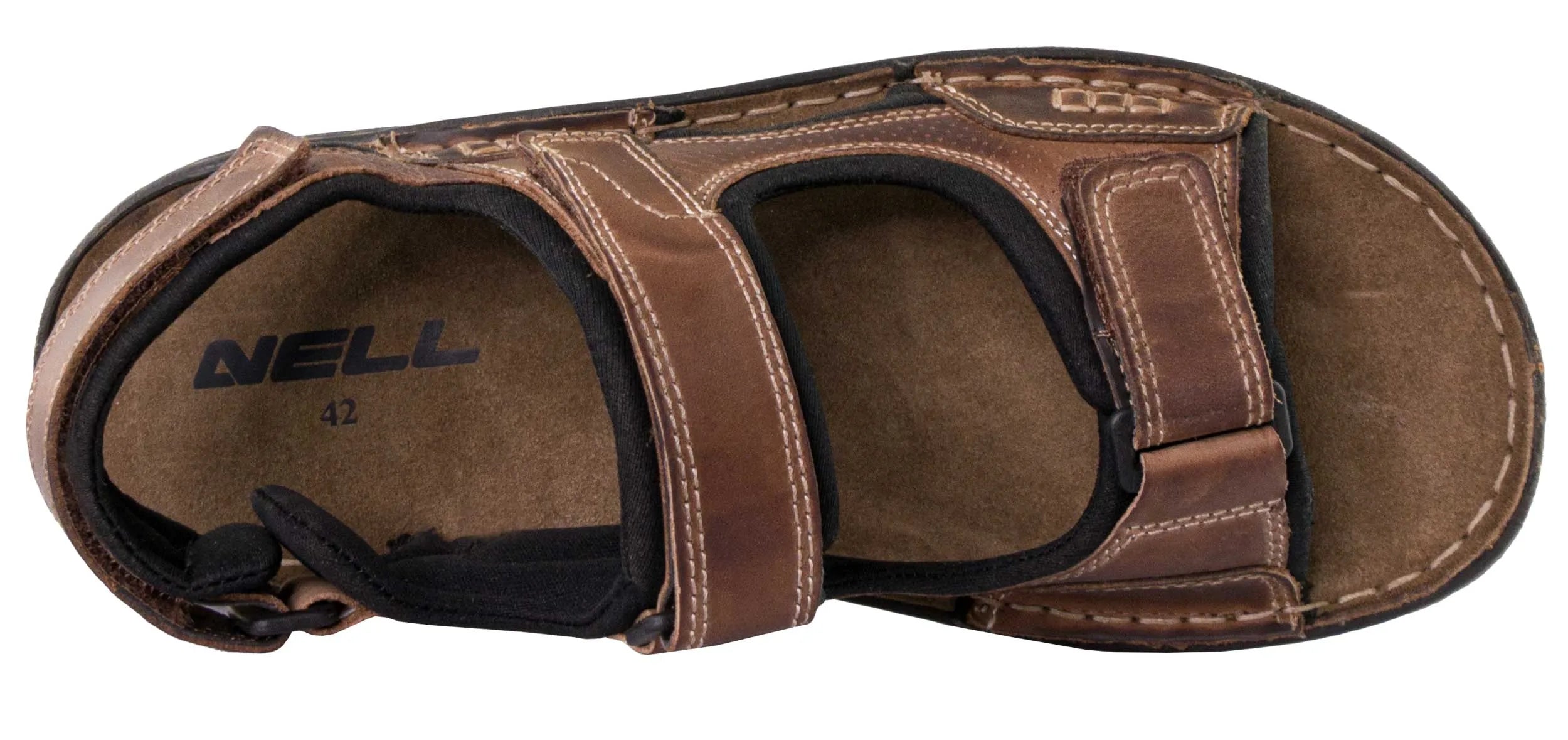 Férfi bőrszandál, Nell Camel Brown-t kap
