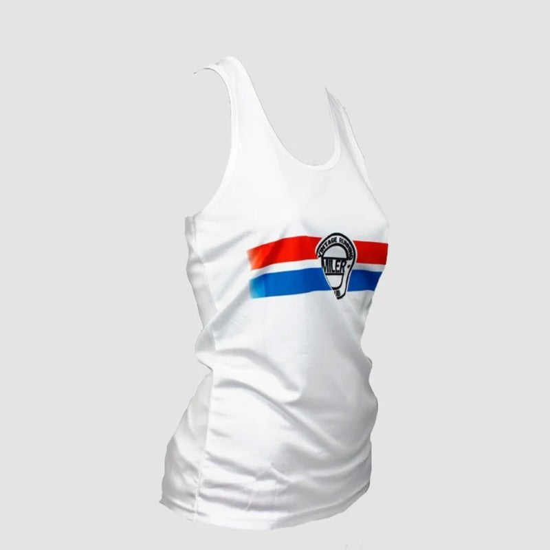 Camiseta Tirantes Miler Mujer Roger Tejido Dry Sublimación Blanco