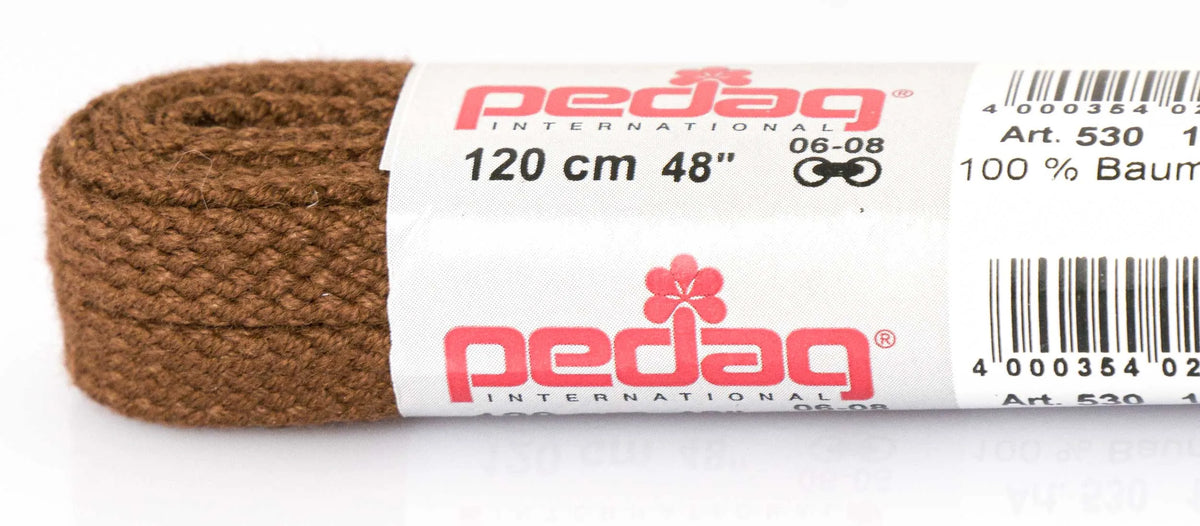 Pedag Sznurowadła Płaskie Szerokie 120 cm Średni Brąz