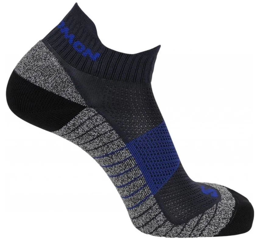 Sokken Salomon Unisex Aero Ankle Dx+sx 1p Carbon/clematis Blauw/zwart Grijs