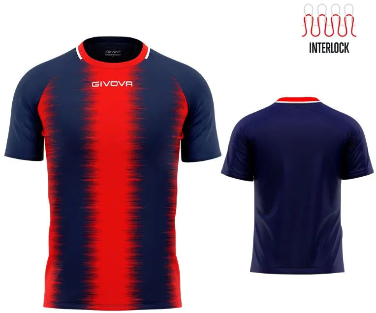 Camiseta esportiva Givova Stripe Azul-Vermelho Azul