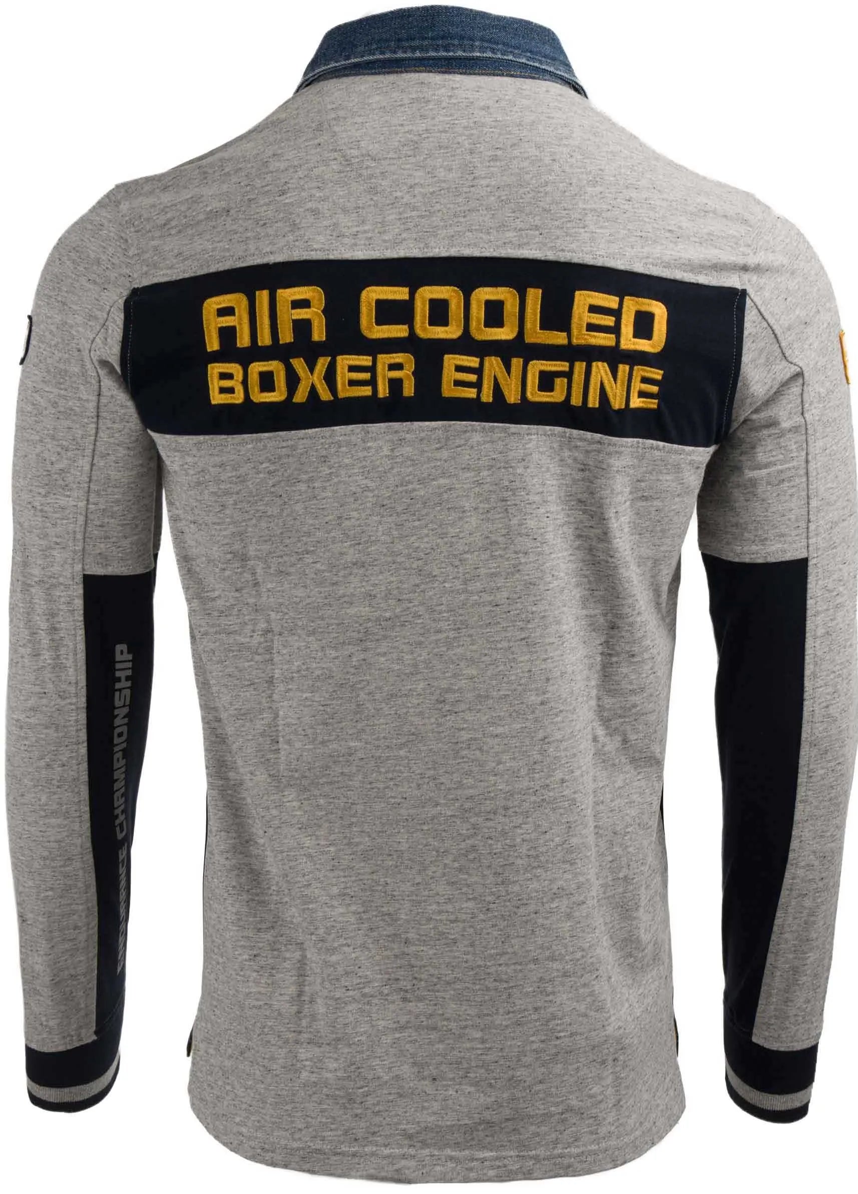 T-léine na bhFear Tléine Rugbaí úrscothach Blocáil Dathanna Geansaí Liath Trom