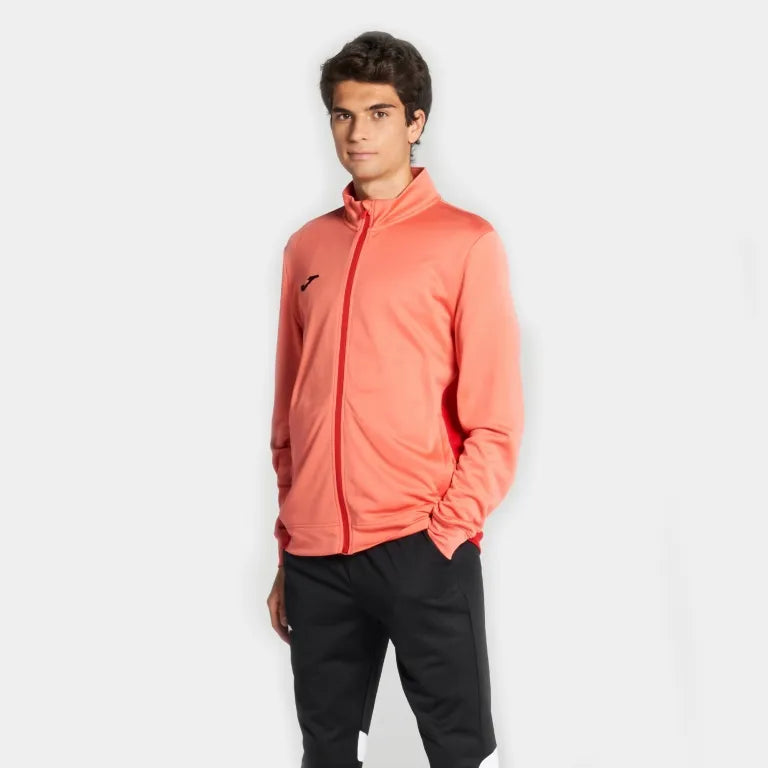 Joma gagnant ii sweat-shirt de sport orange fluor avec fermeture éclair complète m