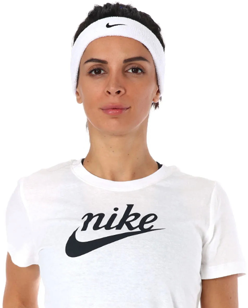Fascia per capelli Nike swoosh bianco-nero bianco
