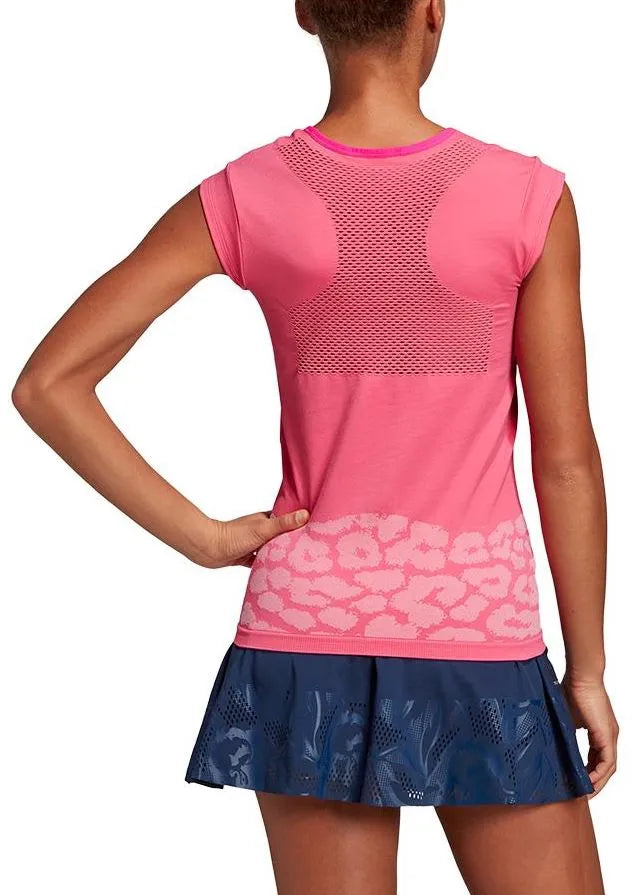 Camiseta feminina adidas stella mccartney quadra de tênis rosa xs