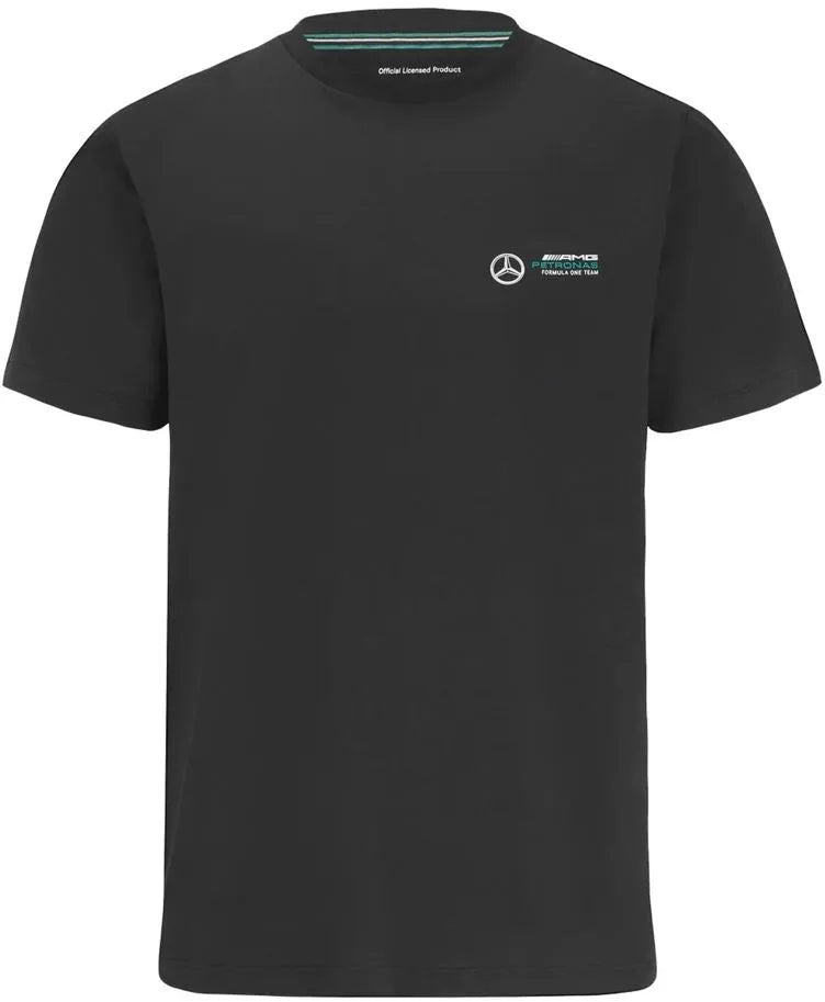 Mercedes men f1 fw camiseta con logo pequeño negro xs