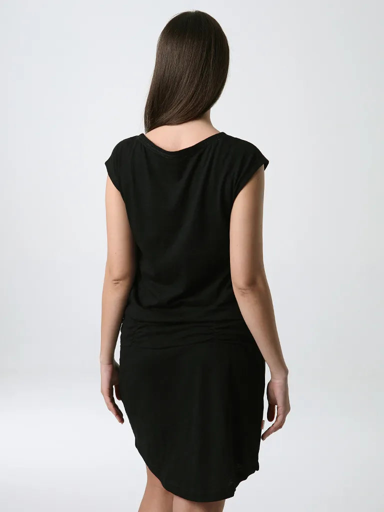 Blús lúb gúna spóirt na mban xs dubh