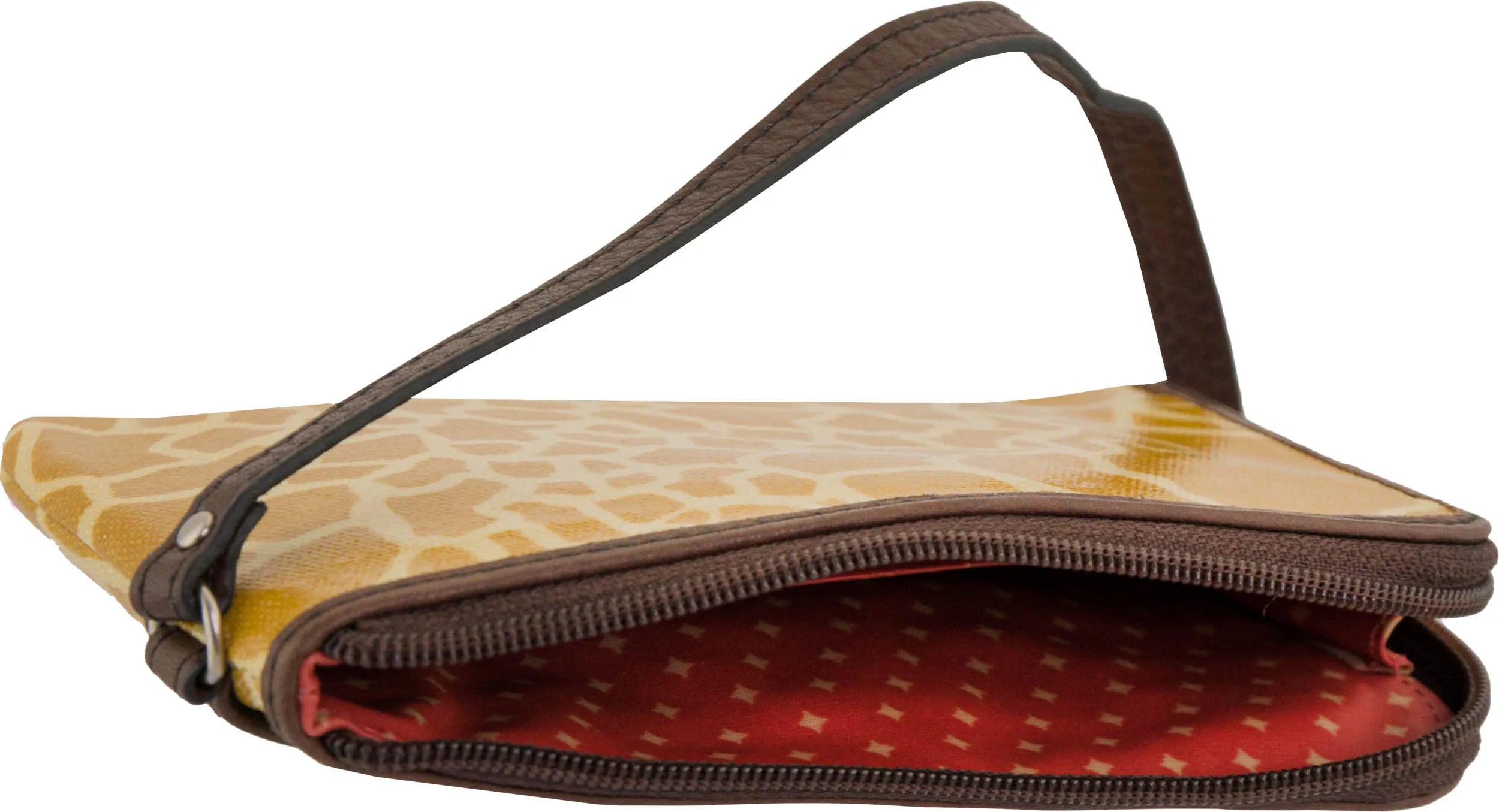 Carteira feminina fóssil wmns carteira de couro chave por zíper embreagem girafa marrom