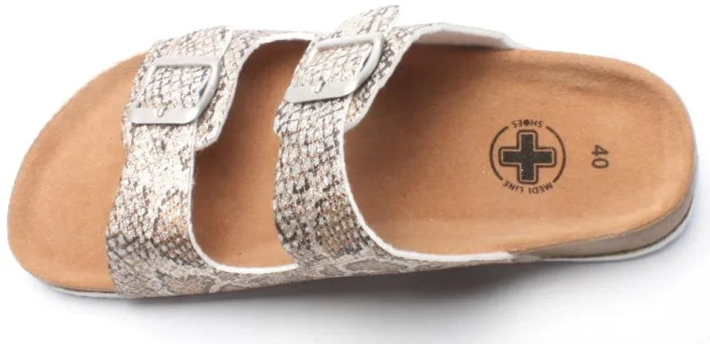 Ciabatte da Donna Mediline Arco Snake Argento Beige