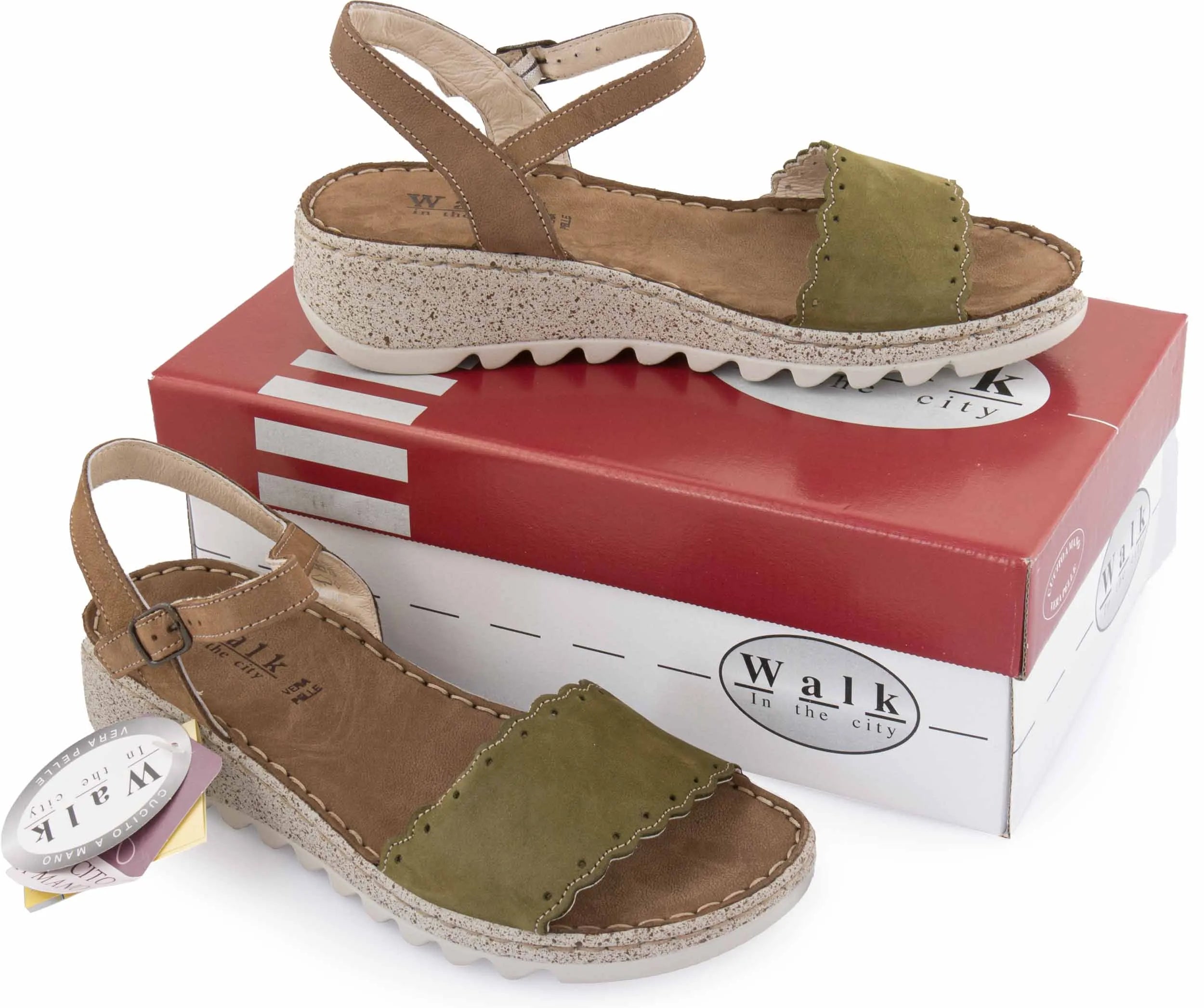 Damen Sandalen Walk Fango Militare Grün