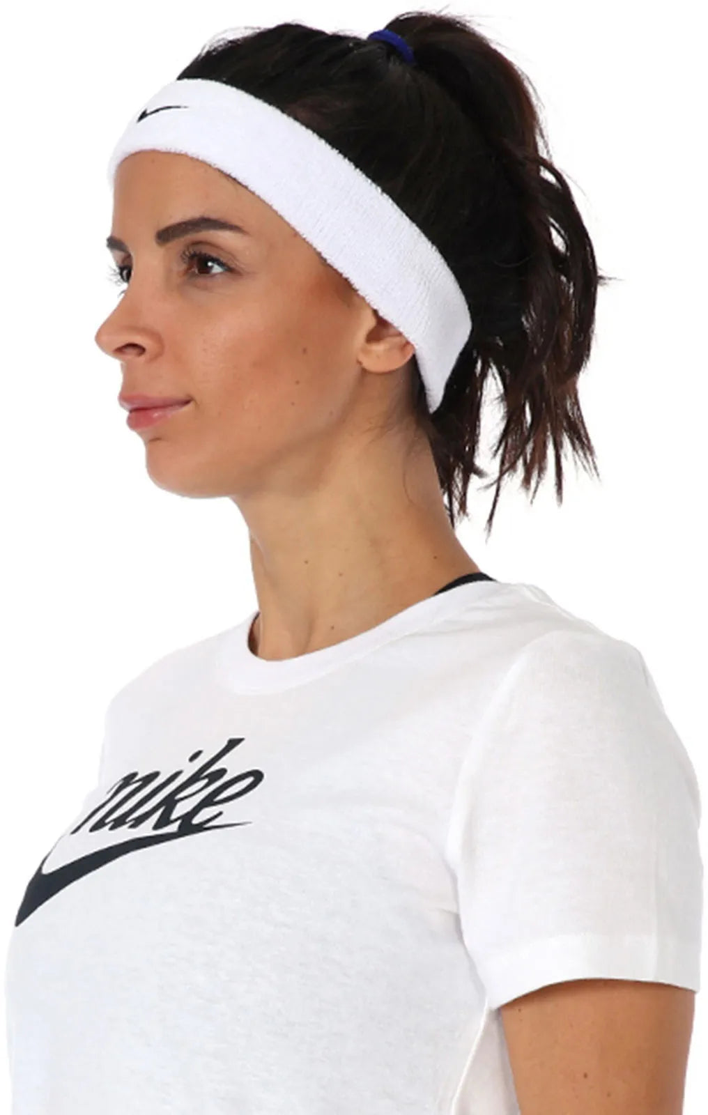 Fascia per capelli Nike swoosh bianco-nero bianco