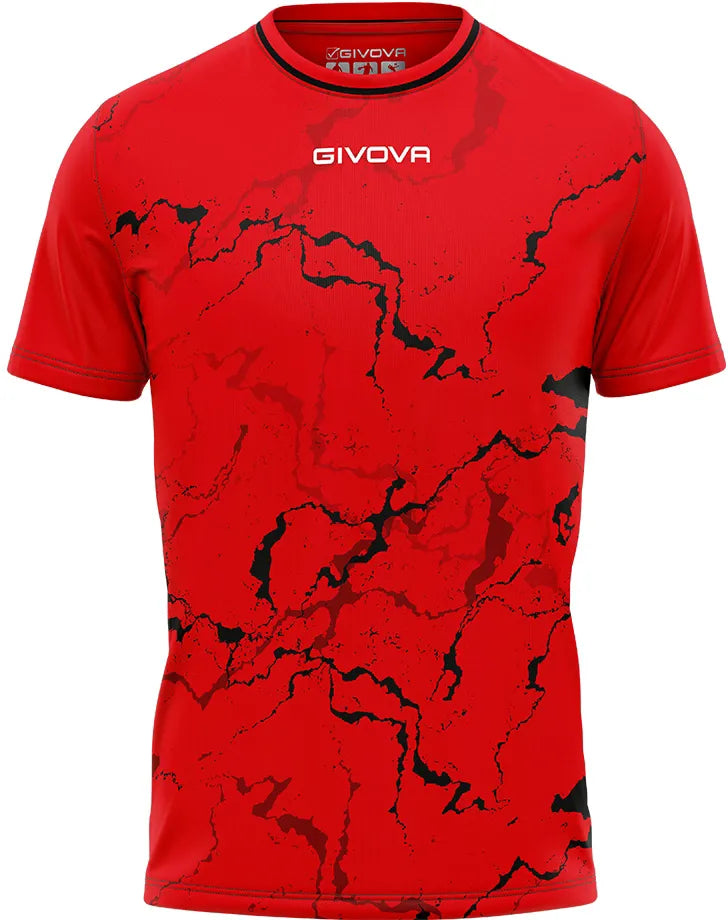 Camiseta Esportiva Givova Grafite Vermelho-Preto Vermelho
