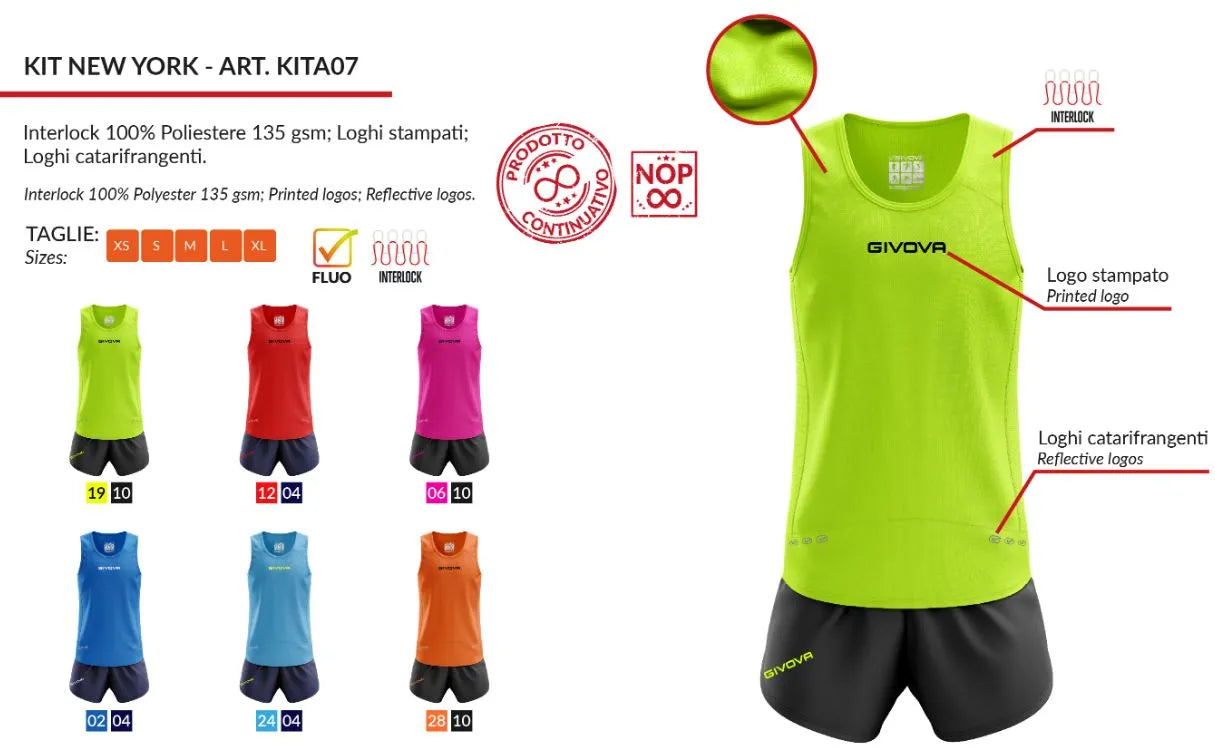 Løbesæt Givova Kit New York Orange-sort Orange