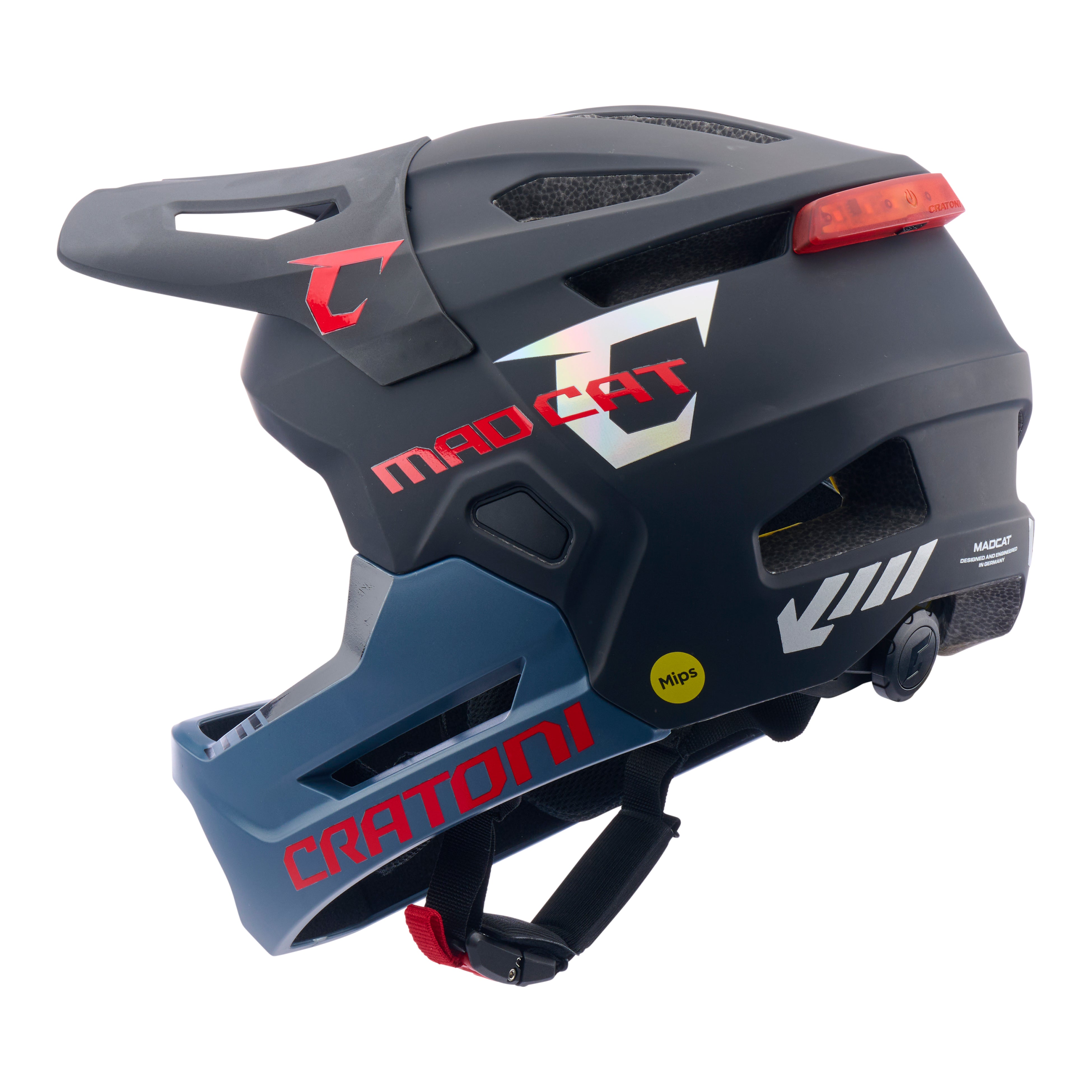 Cratoni Madcat Mips Casco Para Niños Gunmetal/rojo Mate - S/m (49-56cm)