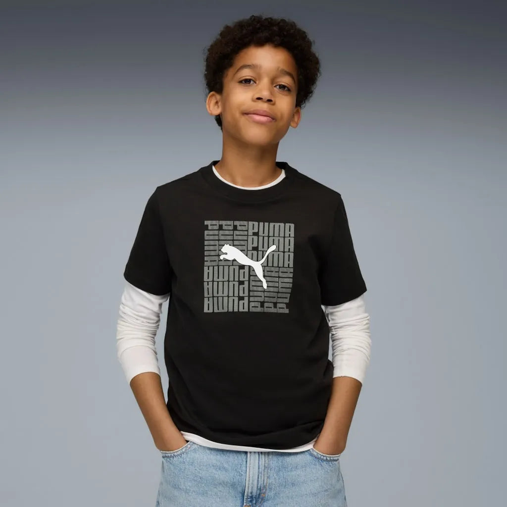 T-shirt infantil Puma Graphic Box Tee B preto