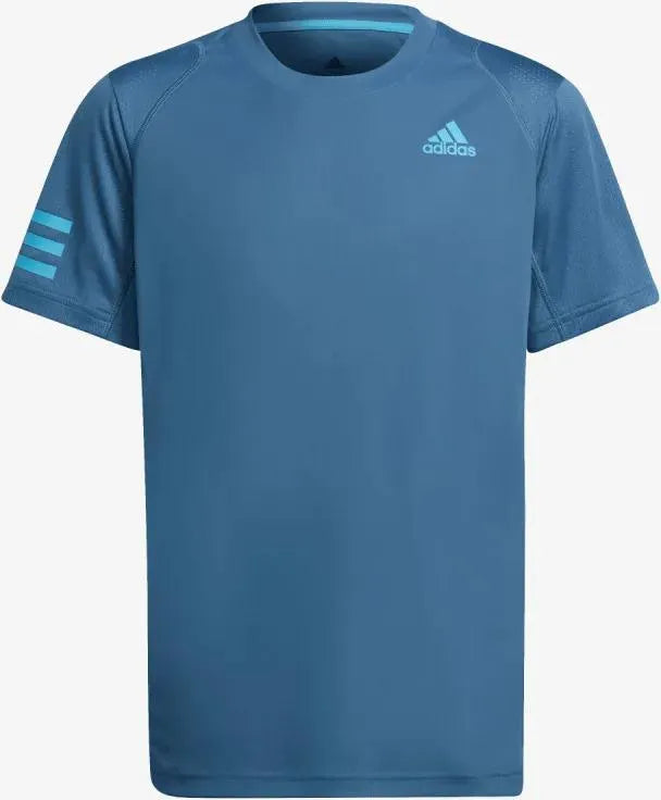 Dziecięca koszulka tenisowa Adidas Jr Club z 3 paskami w kolorze niebieskim