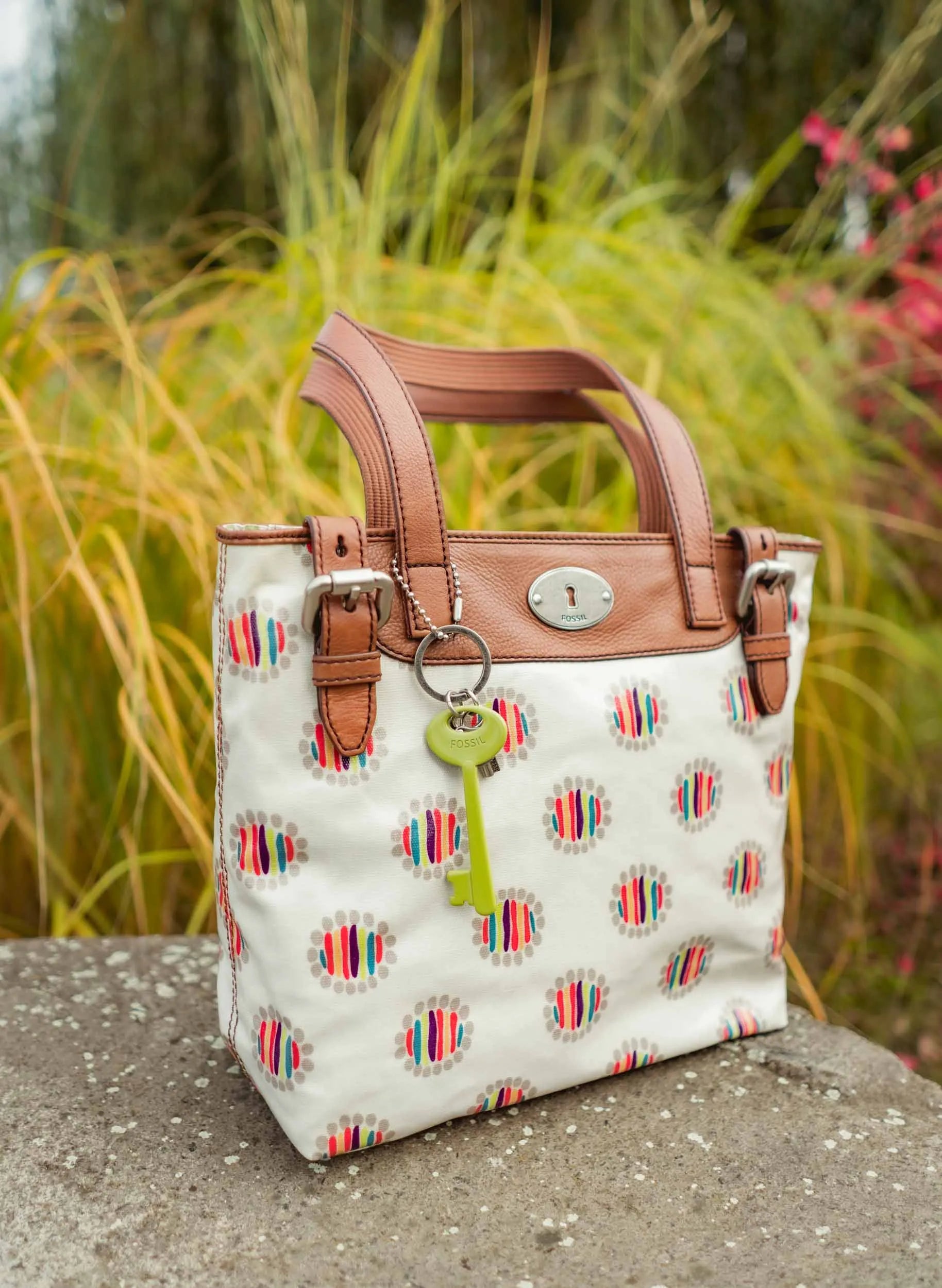 Handtasche Fossil Wmns Shoulderbag Key-Per Shopper Dot Cream