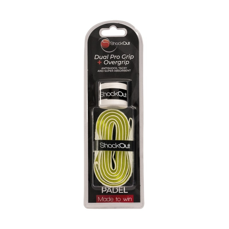 Dual Pro Grip + Overgrip Shockout Negro/Amarillo ÚNICA