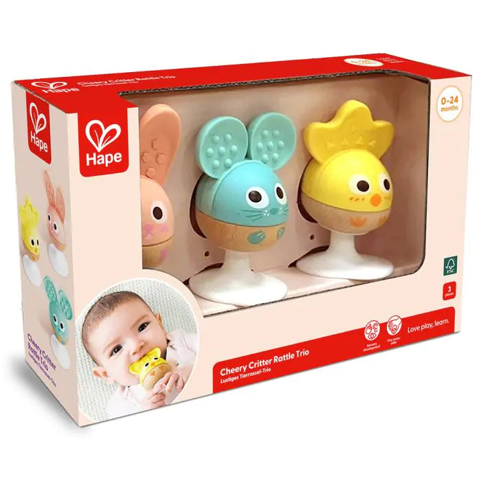 Hape Cheery Critter Rattle Trio