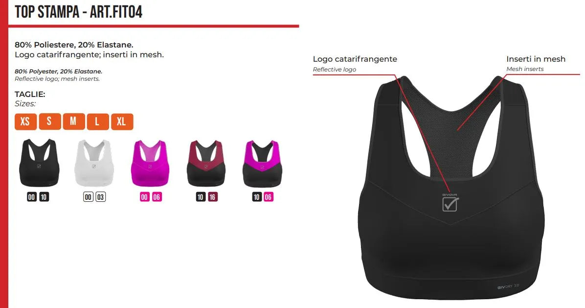 Spóirt bra givova top donna fuxia pink m