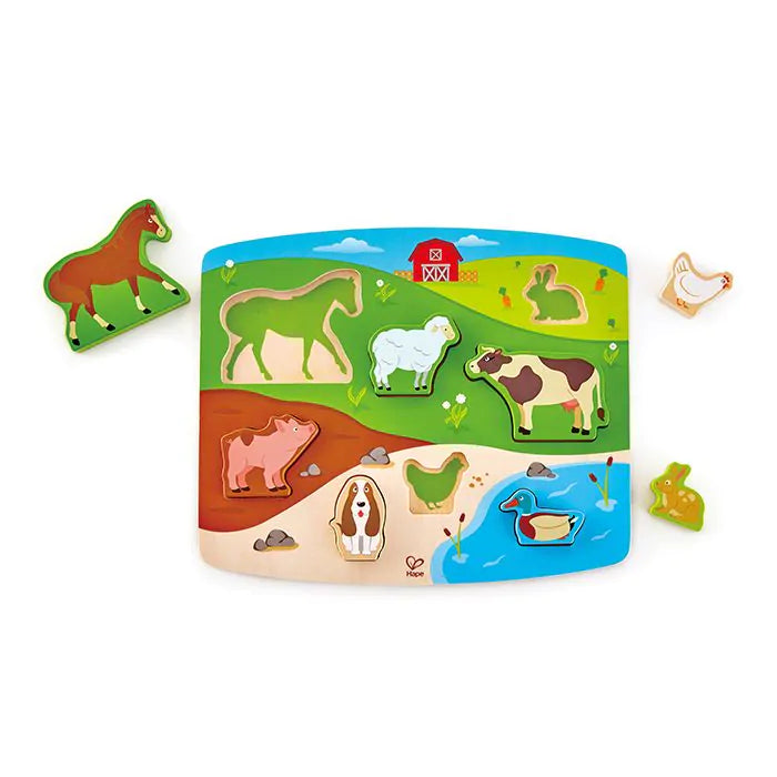 Пъзел и игра Hape Farm Animal
