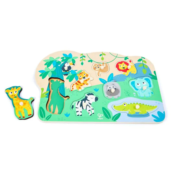 Пъзел с колчета Hape Диви животни