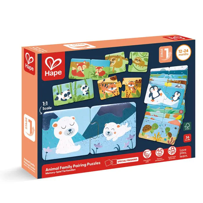 Hape Пъзели за сдвояване на семейство животни