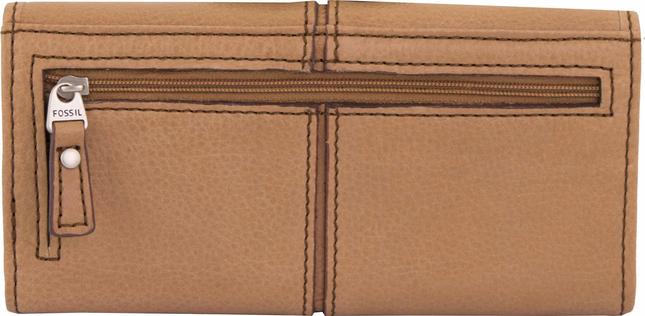 Dámska peňaženka peňaženka z fosílnej kože maddox flap spojka camel béžová