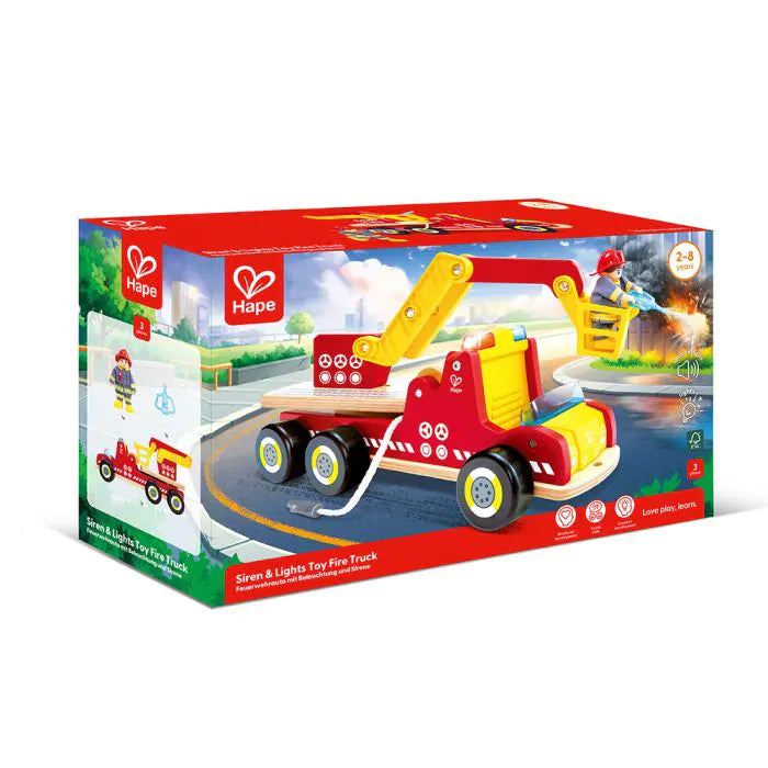 Hape Siren & Lights Toy Fire Truck