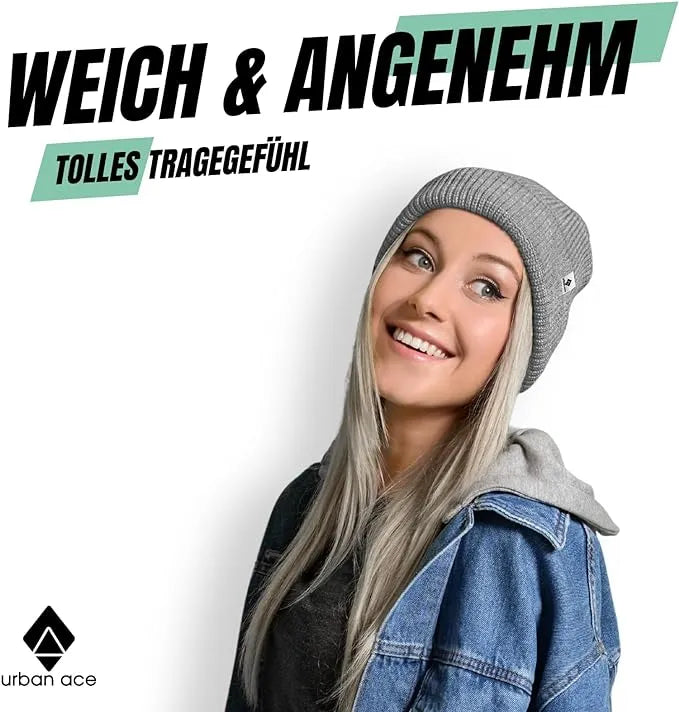 Chapeaux d'hiver Urban Ace Bonnet unisexe Crew gris anthracite