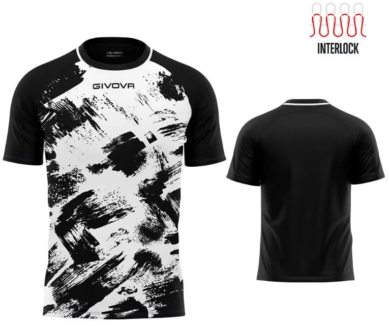 Camiseta esportiva Givova Art Interlock Preto-branco Preto