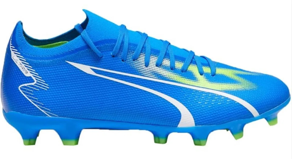 Chuteiras puma ultra match fg-ag azul-branco azul 43