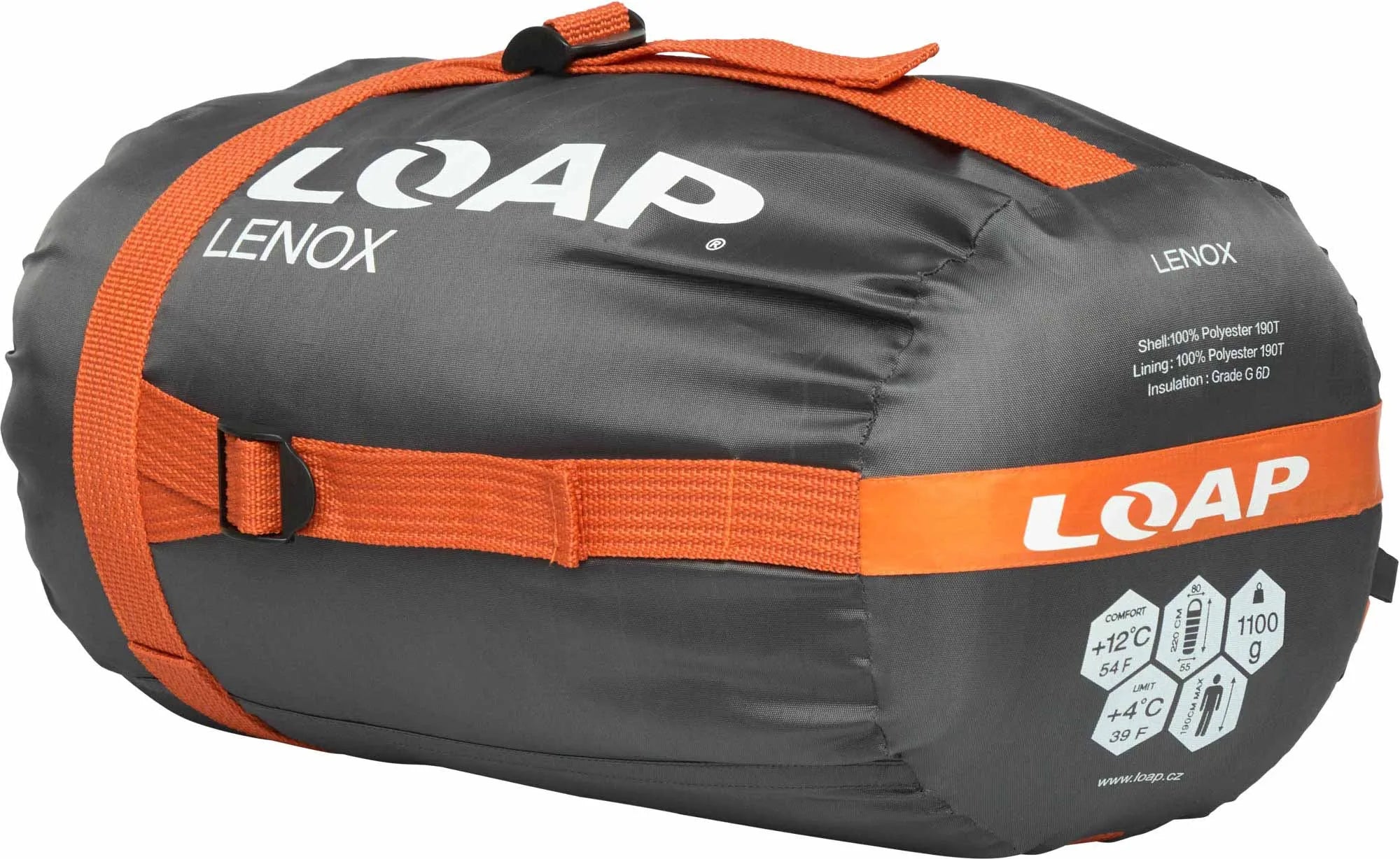 Mumie Spací pytel Loap Lenox Blk-org Černý L-levý zip