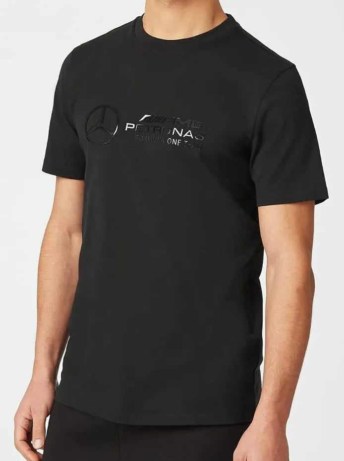 Tričko Mercedes Men F1 Fw Stealth Large Logo Tričko Black Black