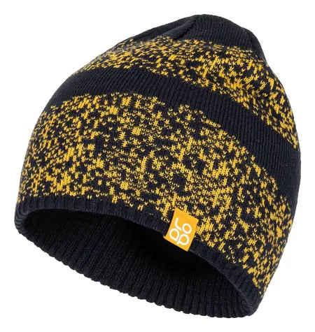 Cappello invernale con passante in pelle gialla