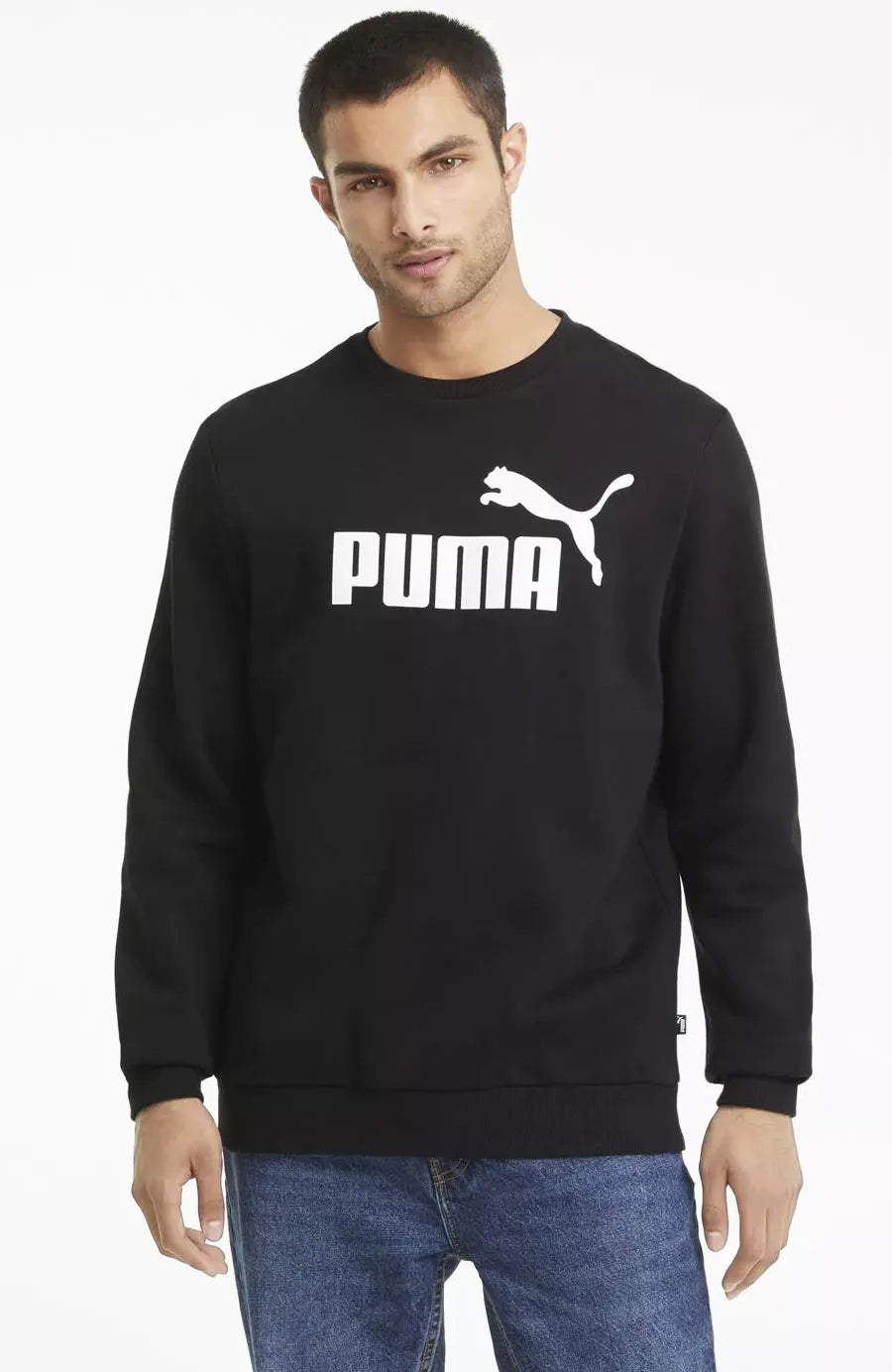 Puma Sweat-shirt Essential Big Logo Crew pour homme Noir Noir