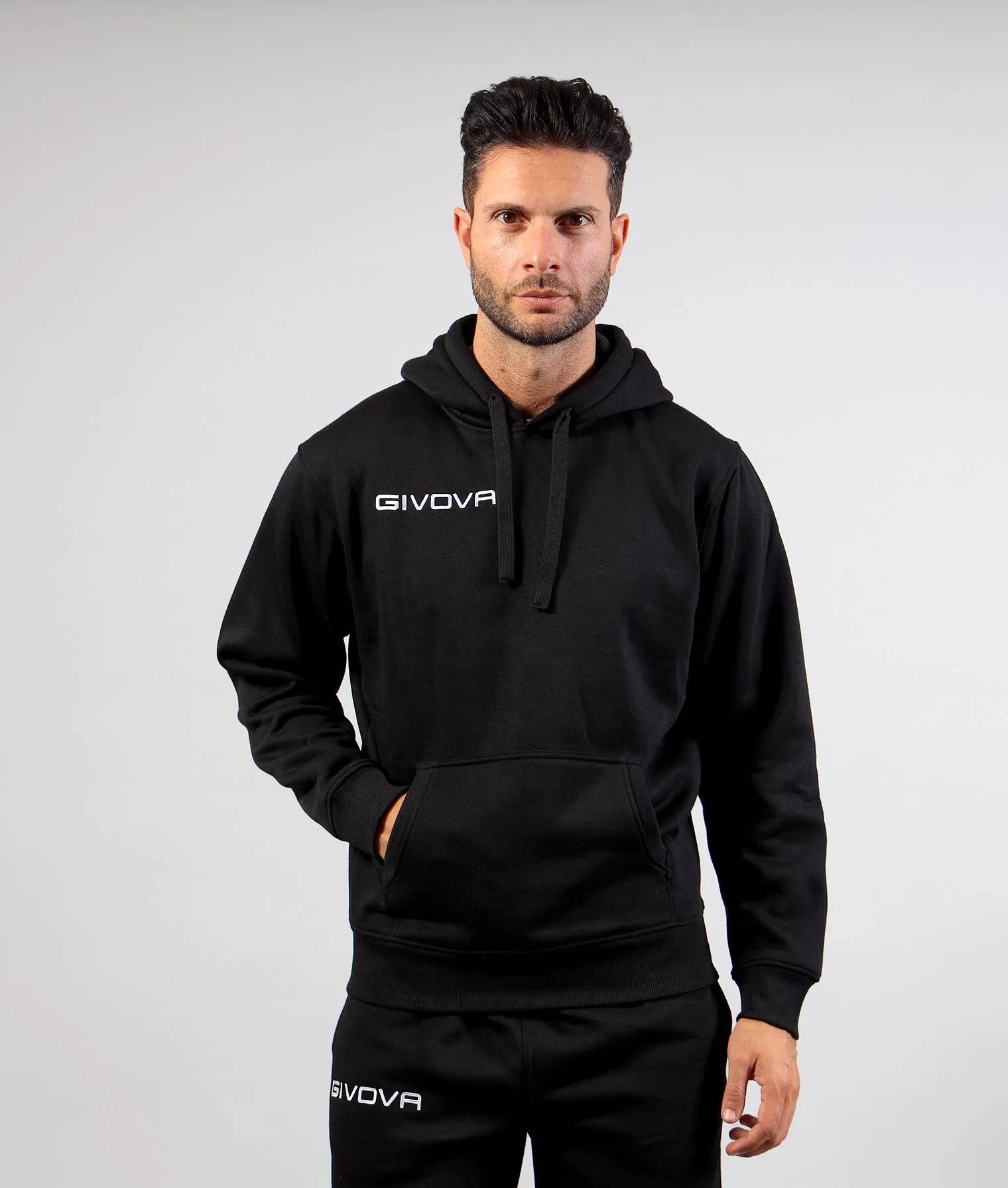 Cotton sweatshirt givova hoodie black - 2XL