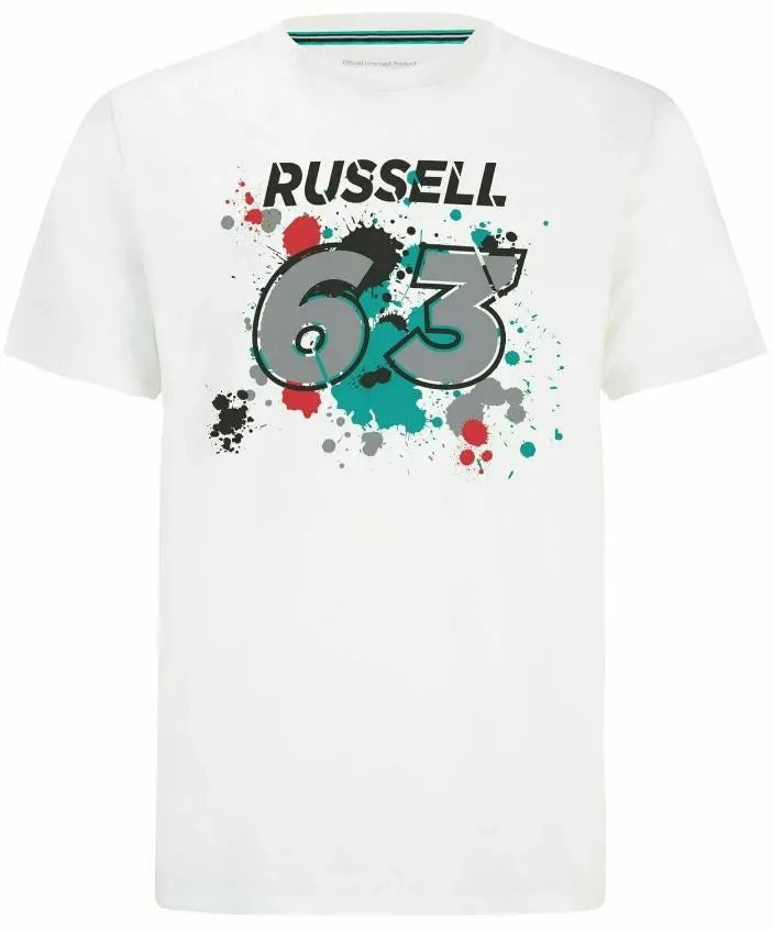 Maglietta Mercedes Uomo F1 Fw George #63 Maglietta Bianca Bianca 2xl