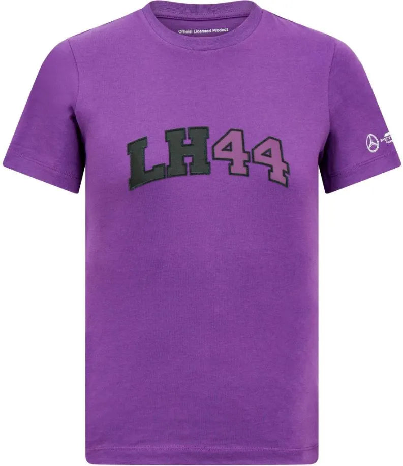 Camiseta infantil Mercedes Jr Mapf1 Fw Lewis Hamilton Logo Camiseta Roxa