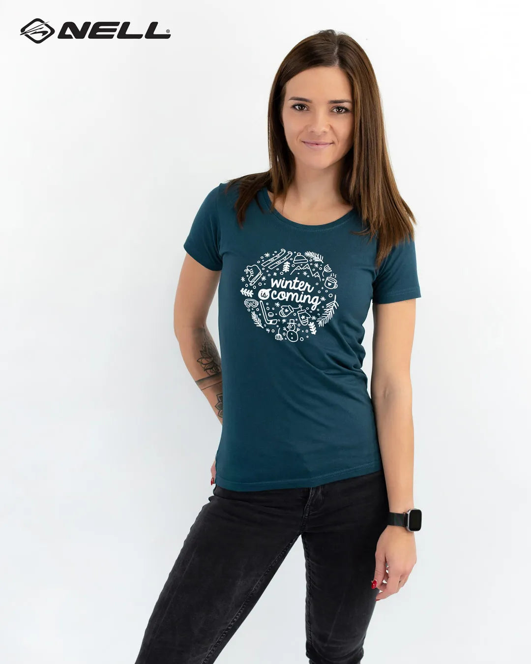T-shirt da donna Jm Winter Blu Petrolio