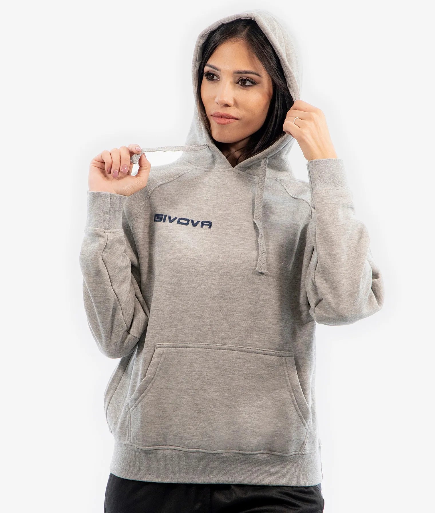 Cotton sweatshirt givova hoodie grey - 2XS