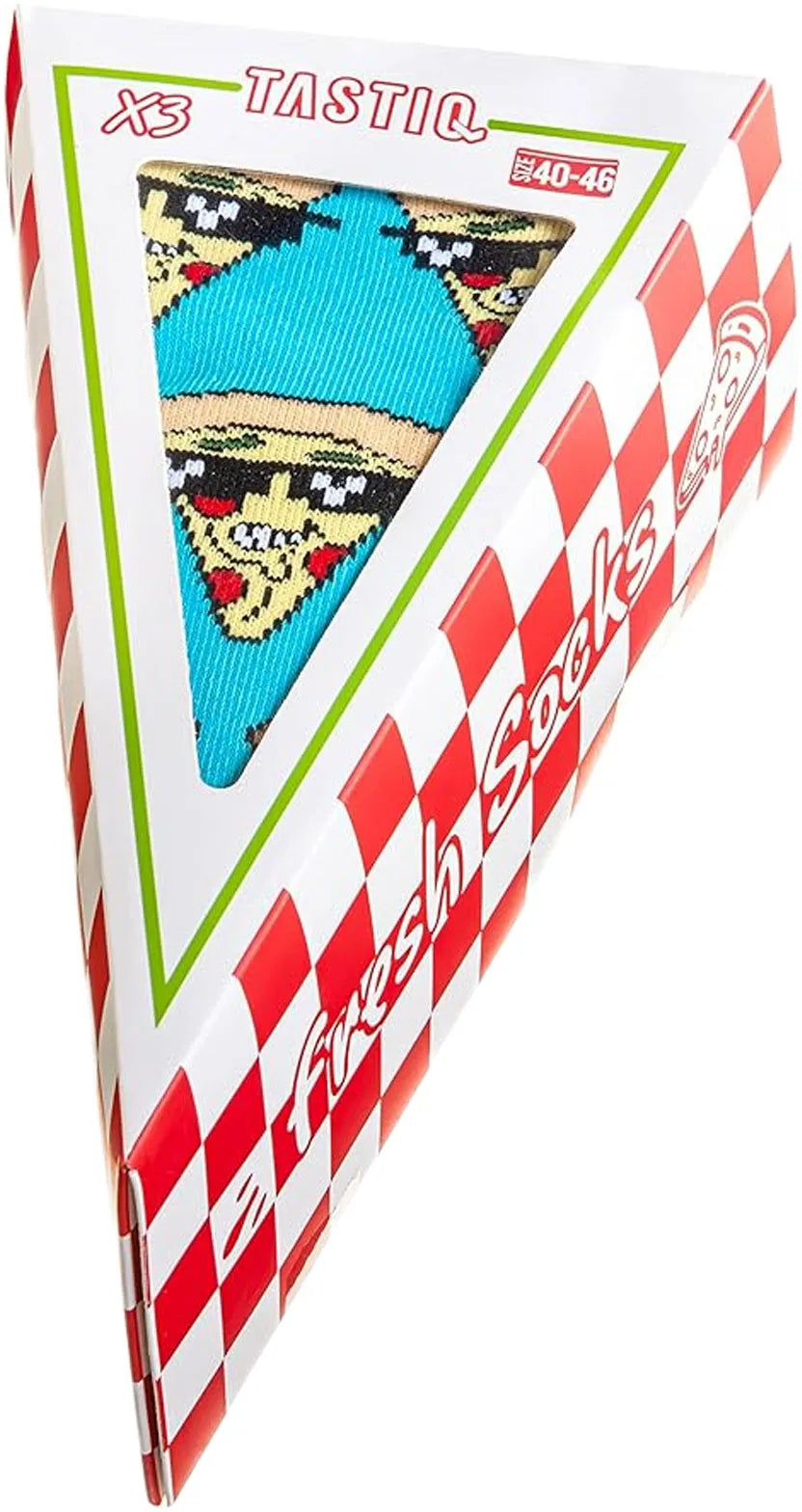 Meias Tastic Unissex Meias 3 unidades Pizza Giftbox Azul