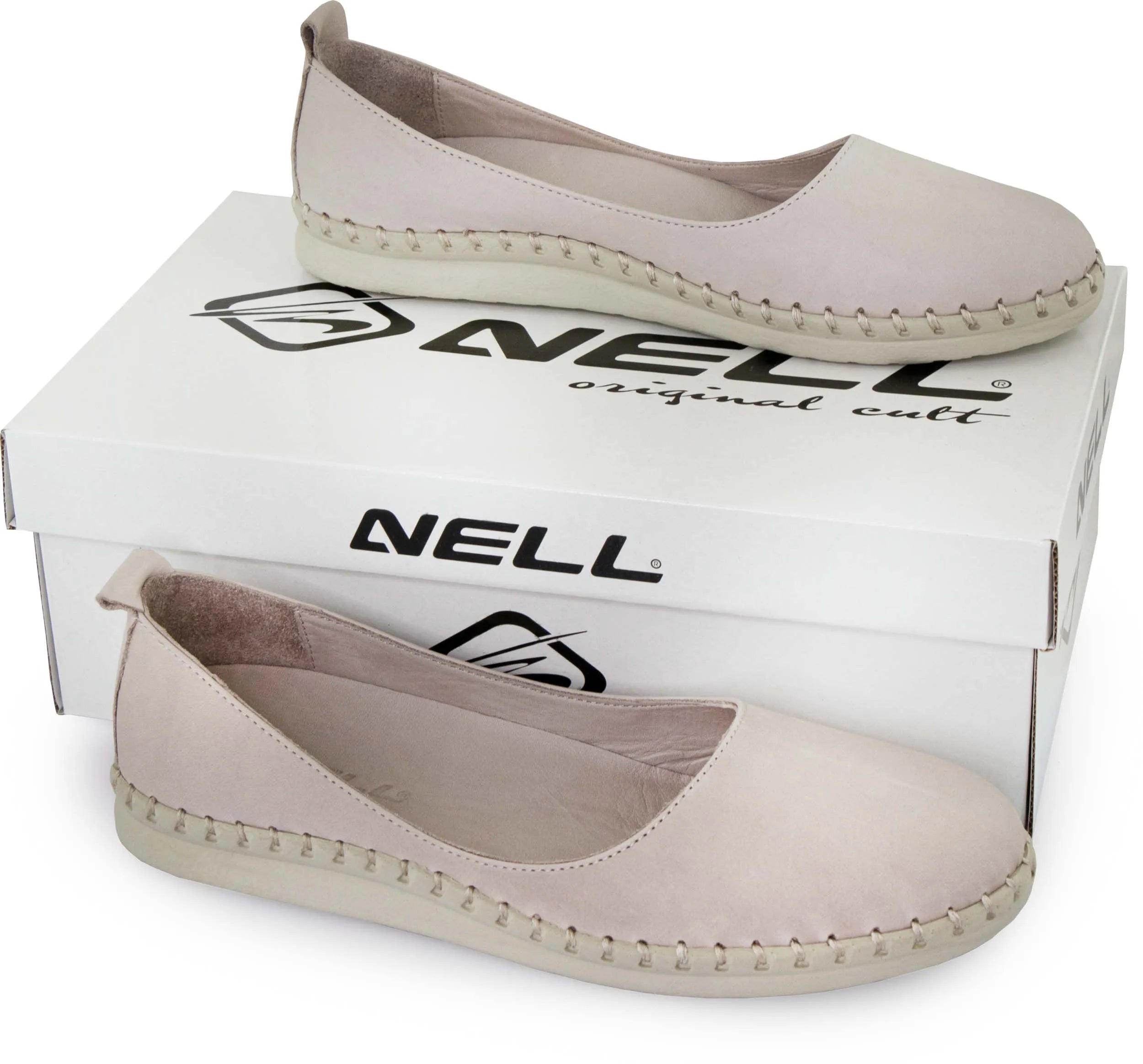 Leren damesballerina's Nell Aurora grijs grijs