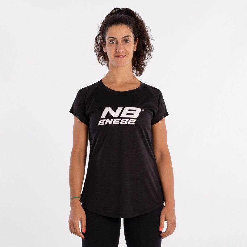 Camiseta feminina de zircão Enebe preto