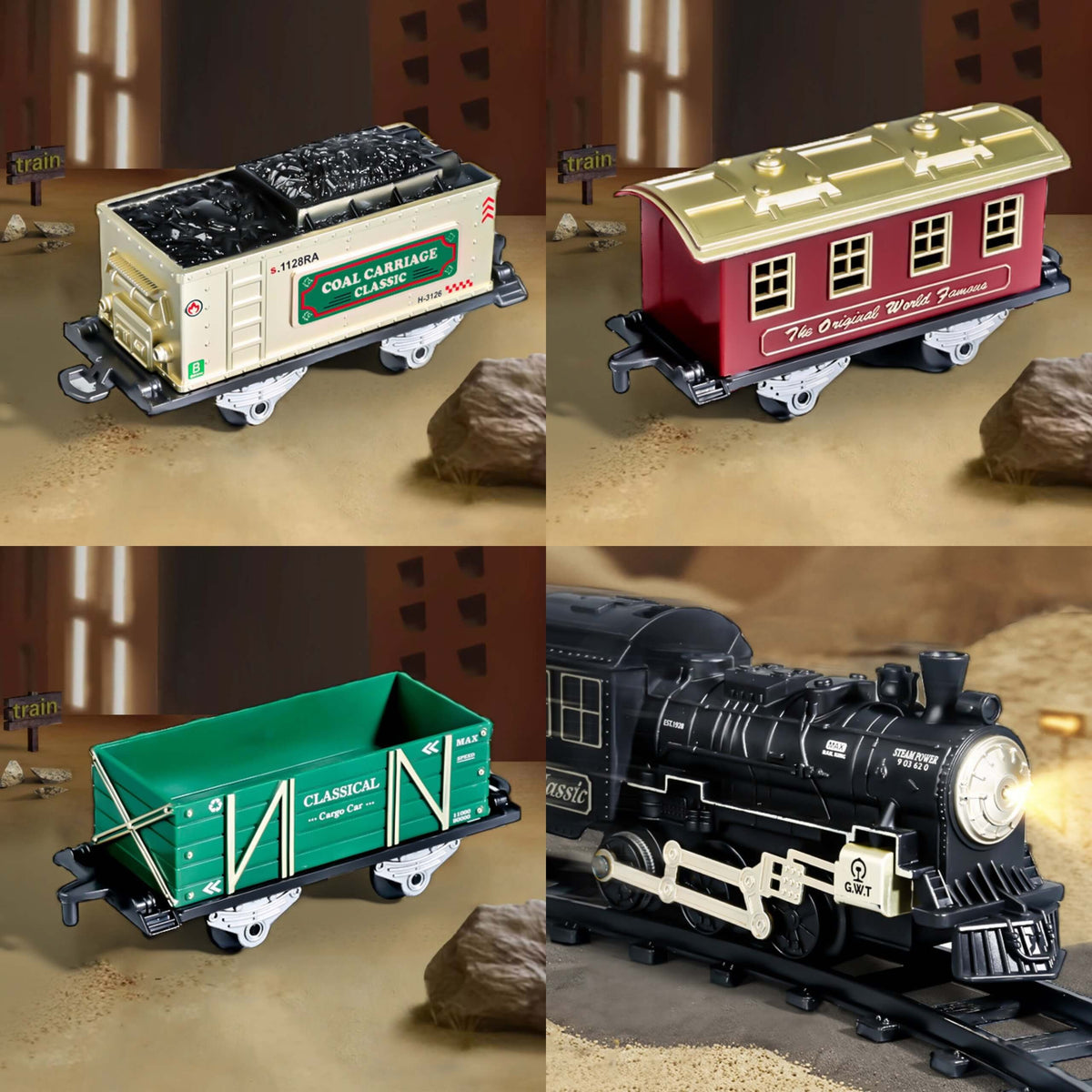 Woopie Classic Trenul cu abur Locomotiva Linie Xxl