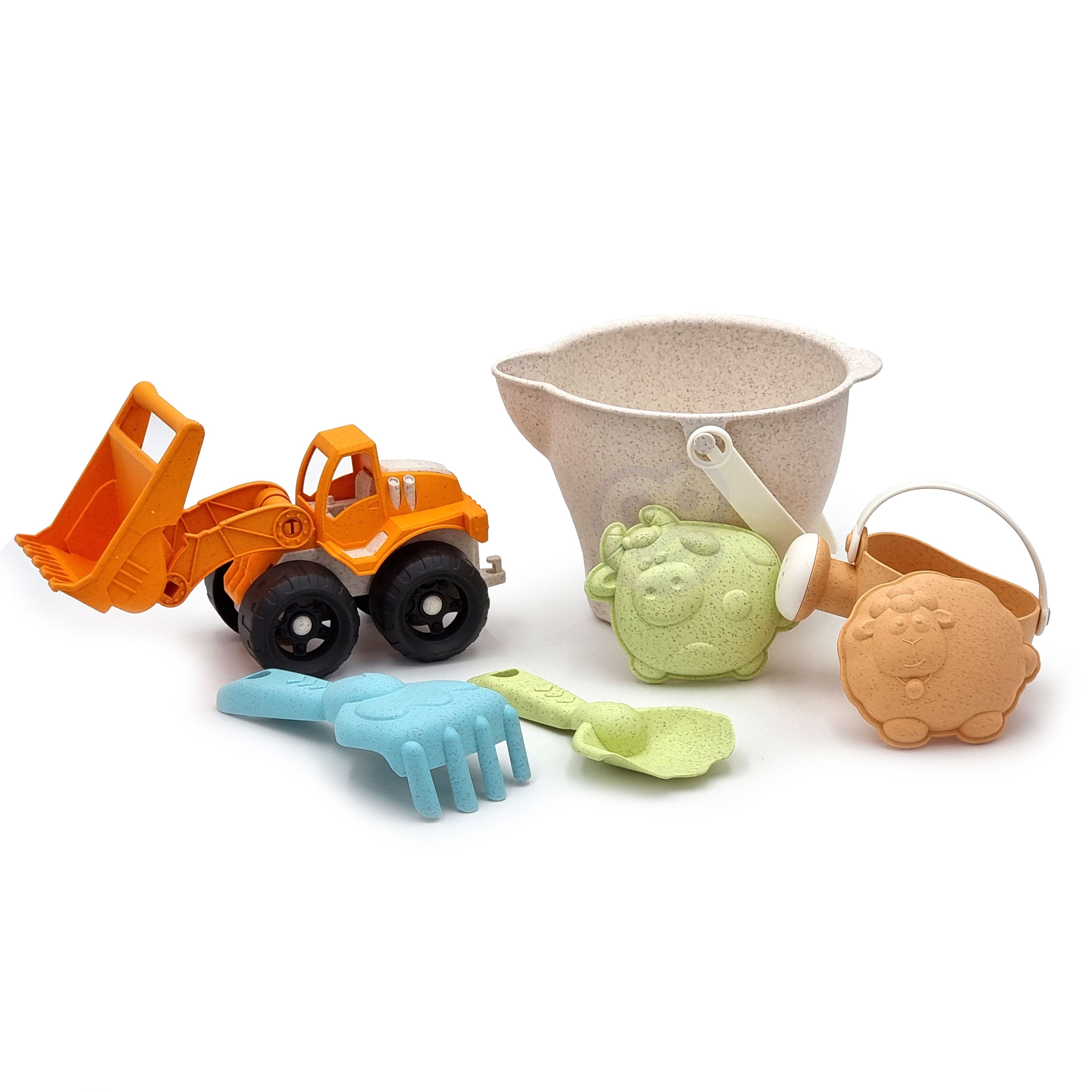 Woopie Green Sand Set + Excavator In Bucket 7 Pieces. Biodegradable Organic Material