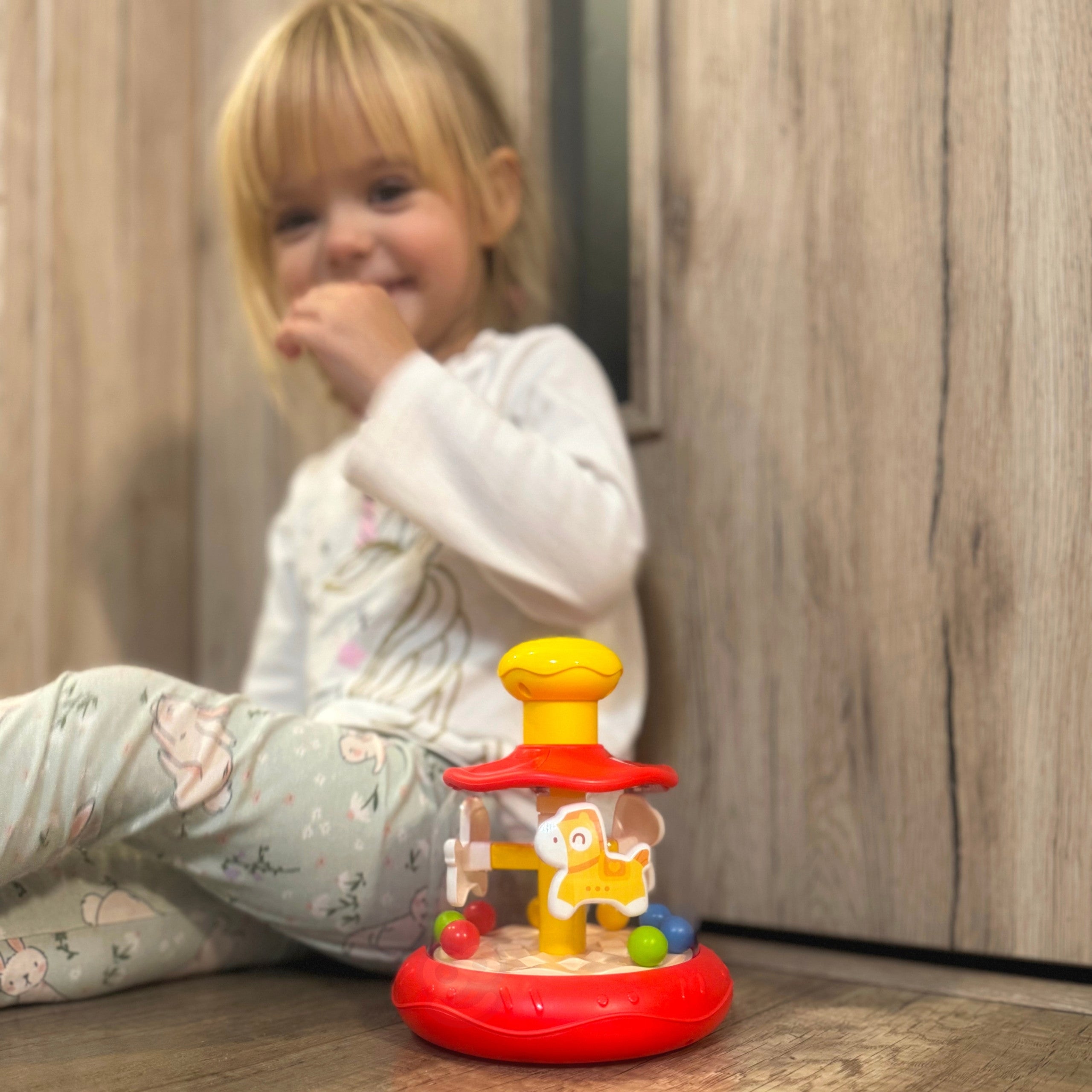 Woopie Baby Colorful Horses Red Spinning Top Carousel