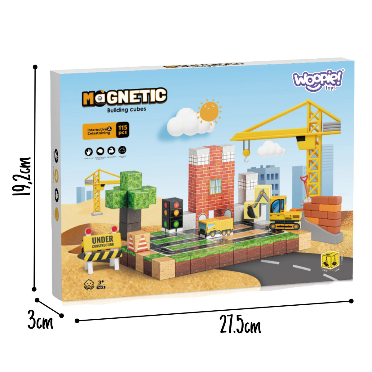 Magnetické stavebné bloky Woopie Stavebné miesto 115 ks.