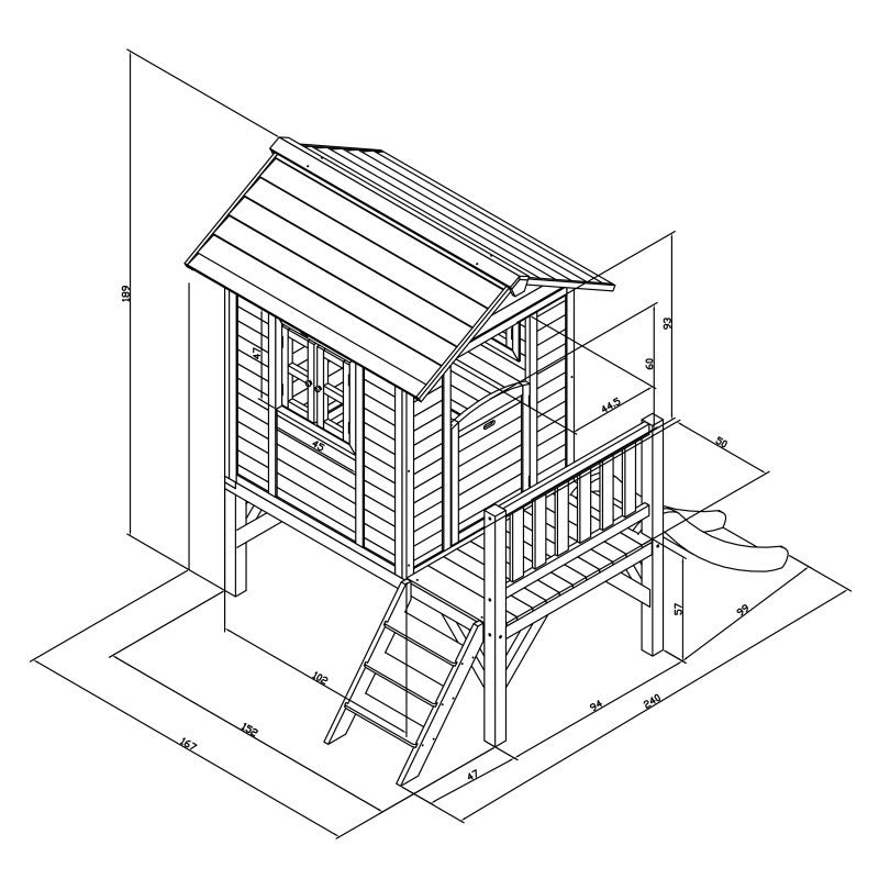 Axi Huis op Stelten Met Glijbaan 118 Cm