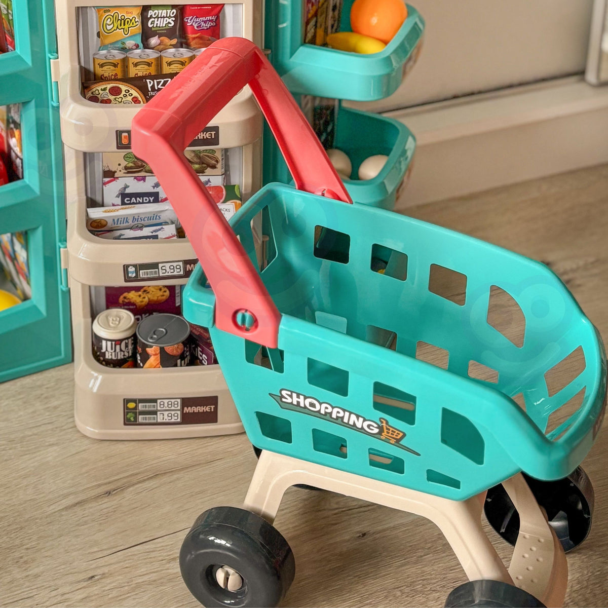 Woopie Supermarket Sklep i wózek na zakupy Skaner z wagą kasową 47 wg